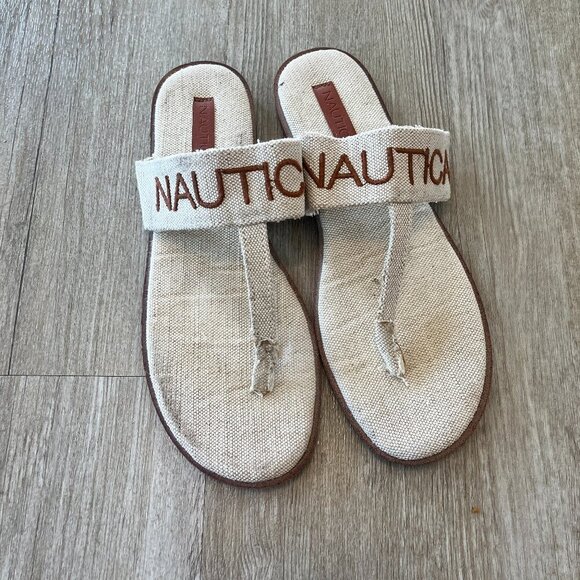Womens Nautica Flip Flop Cloth Sandals - 10 - Picture 1 of 9